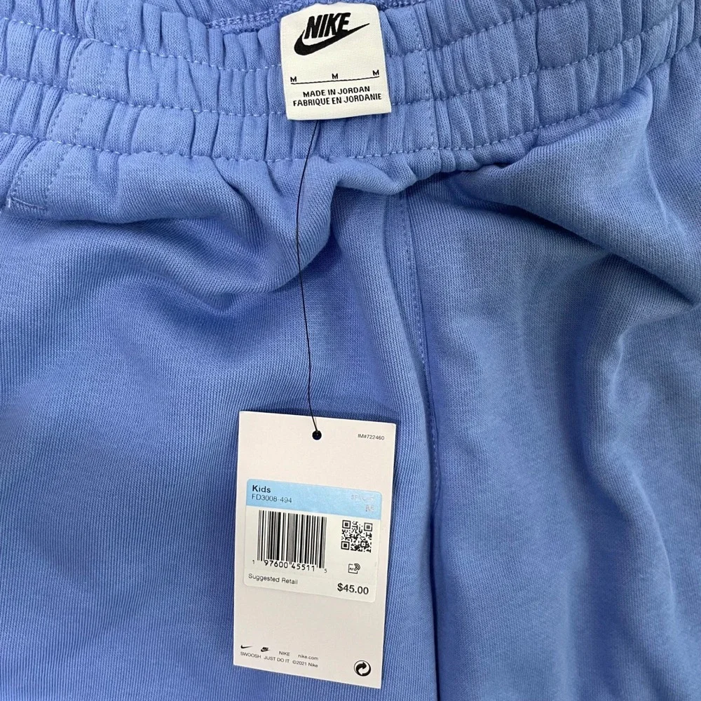 Nike Club Fleece Sweatsuit Girls Medium Blue Boxy Sweatshirt Joggers Set NWT - Picture 5 of 14